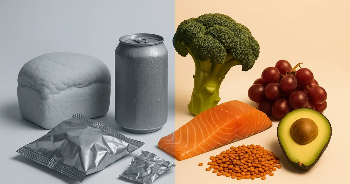 Comparison of processed foods to limit versus whole anti-inflammatory foods to prioritize in your diet