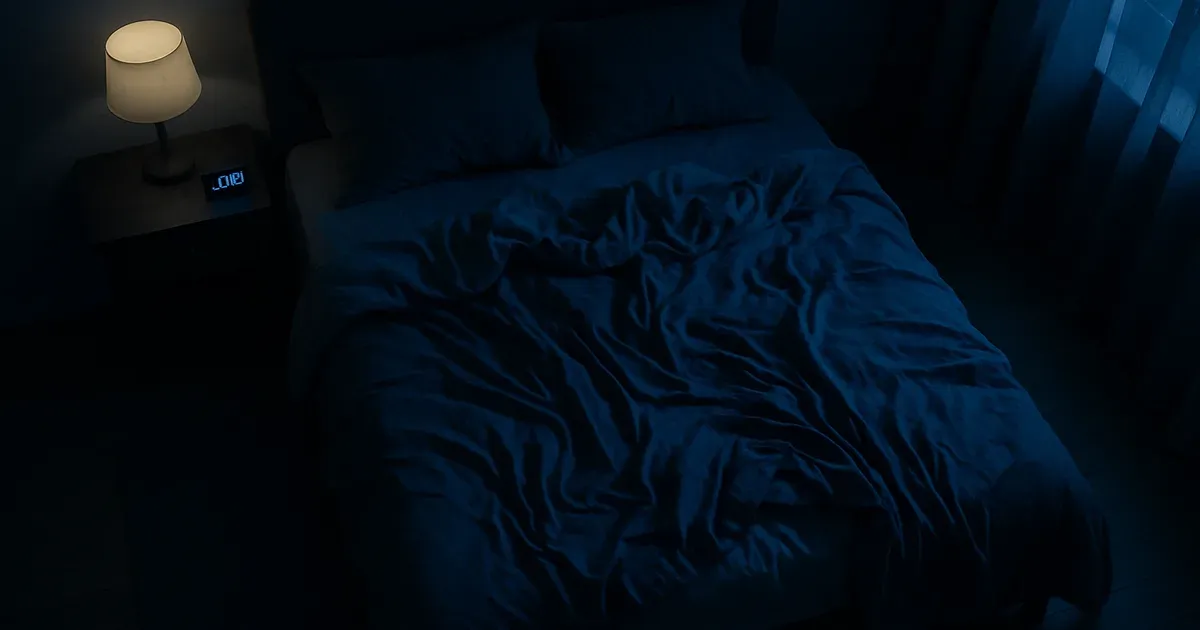 Dimly lit bedroom at night representing disrupted sleep and overnight cortisol elevation during perimenopause