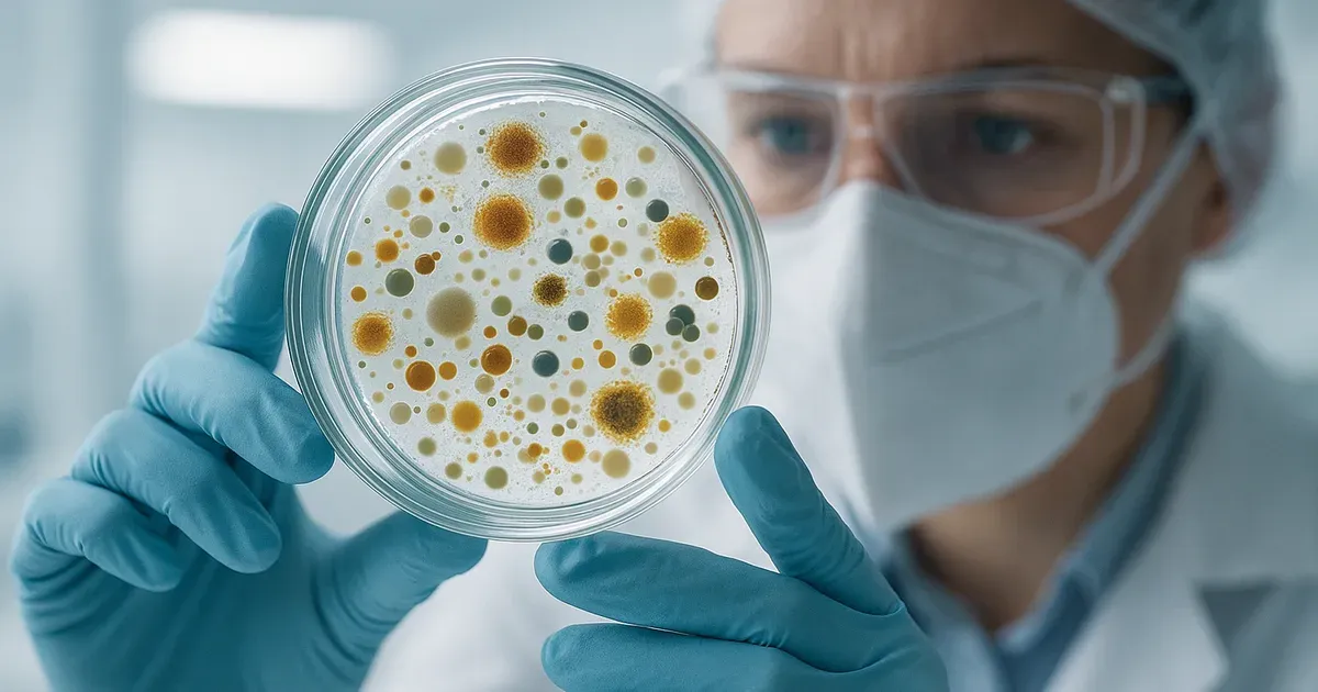 Scientist examining bacterial cultures in lab representing phage therapy research for gut microbiota dysbiosis