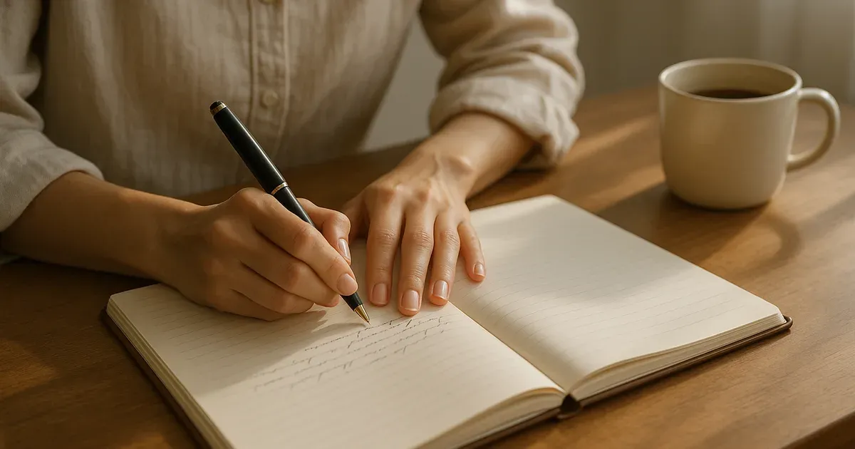 Woman journaling her weight loss why and mindset goals to support lasting habit change in her 40s