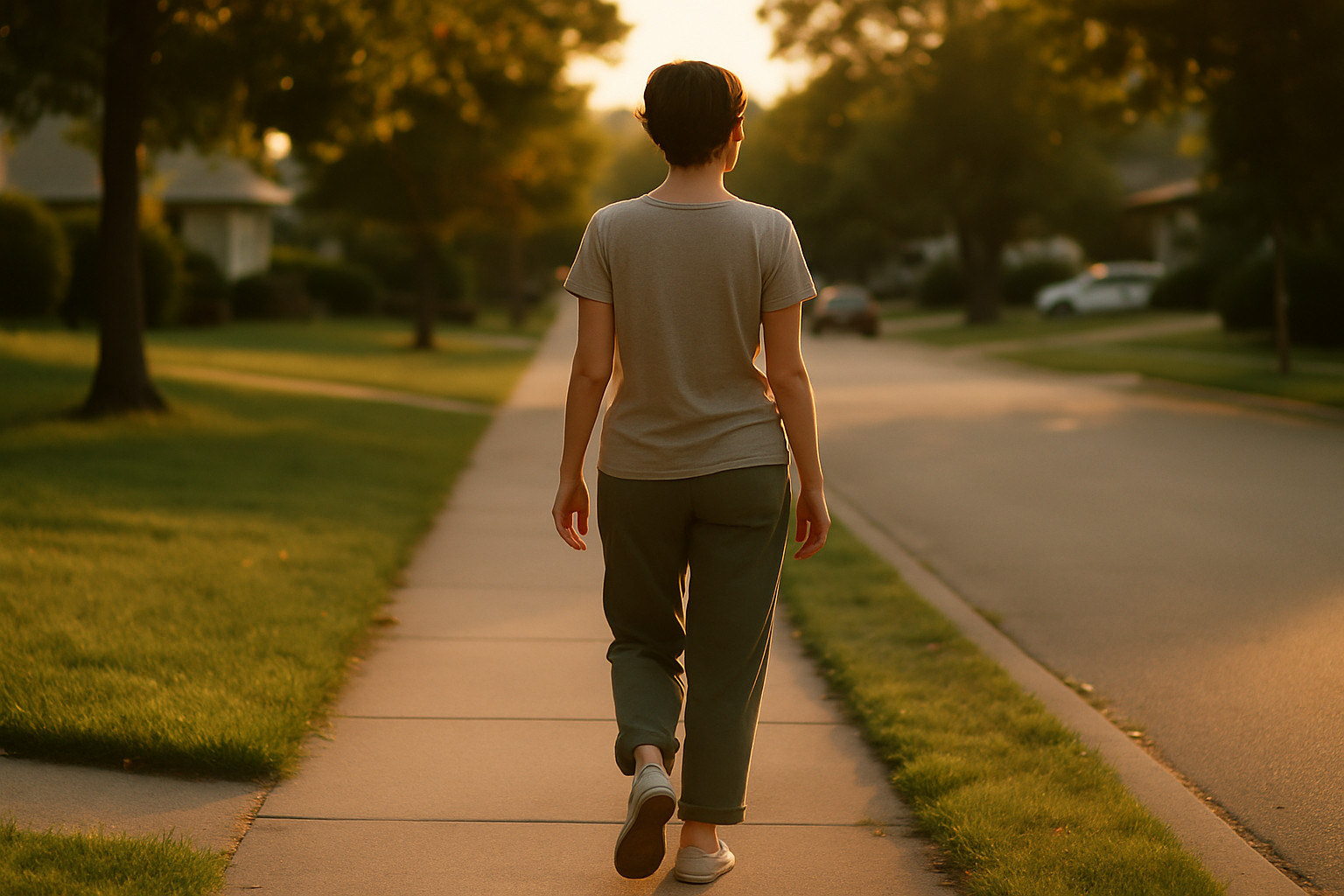 Person taking a gentle post-meal walk to help digest food faster after overeating