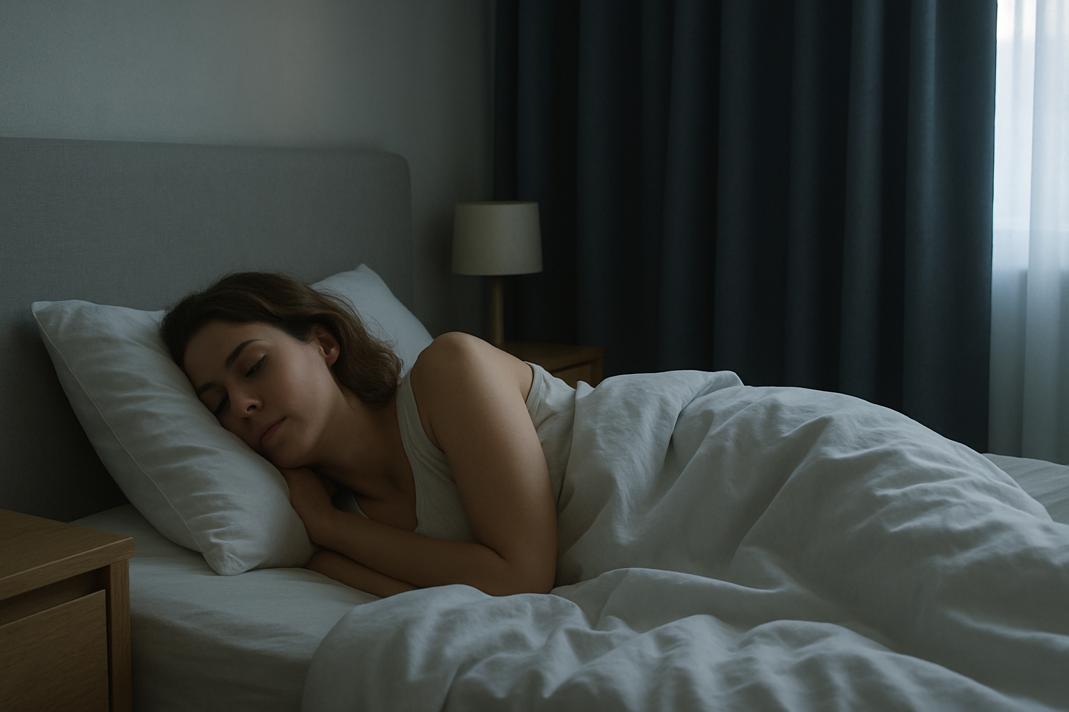Woman sleeping peacefully — quality sleep supports hormone balance and weight loss for women's health