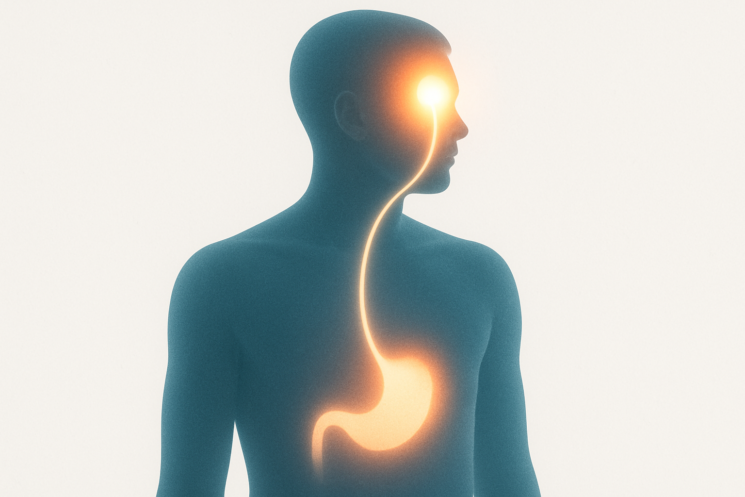 Conceptual image showing the gut-brain axis connection between the digestive system and the brain