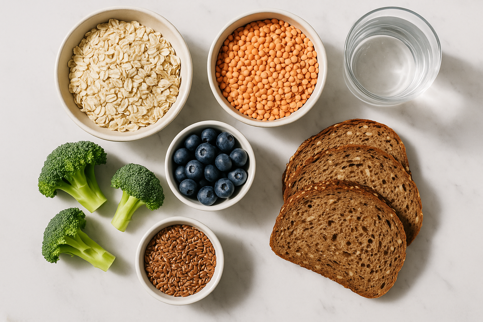 High-fibre foods including oats, lentils, berries, and vegetables supporting weight loss for women's health