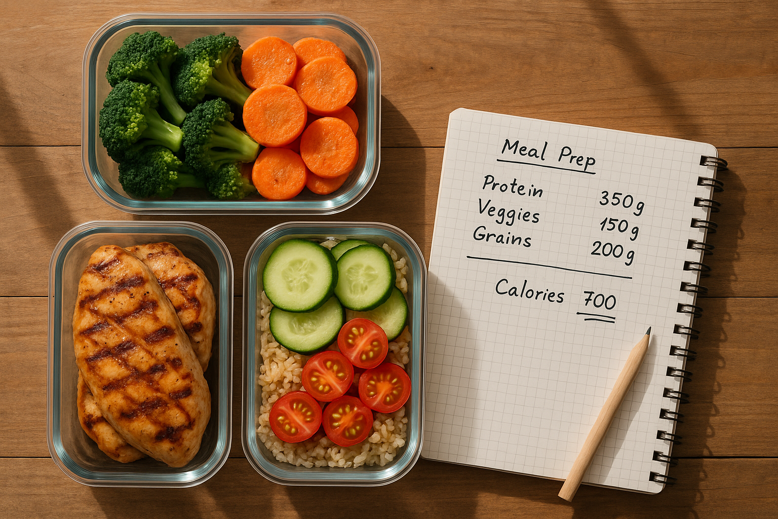 Balanced meal preparation supporting a combined diet and exercise weight management strategy
