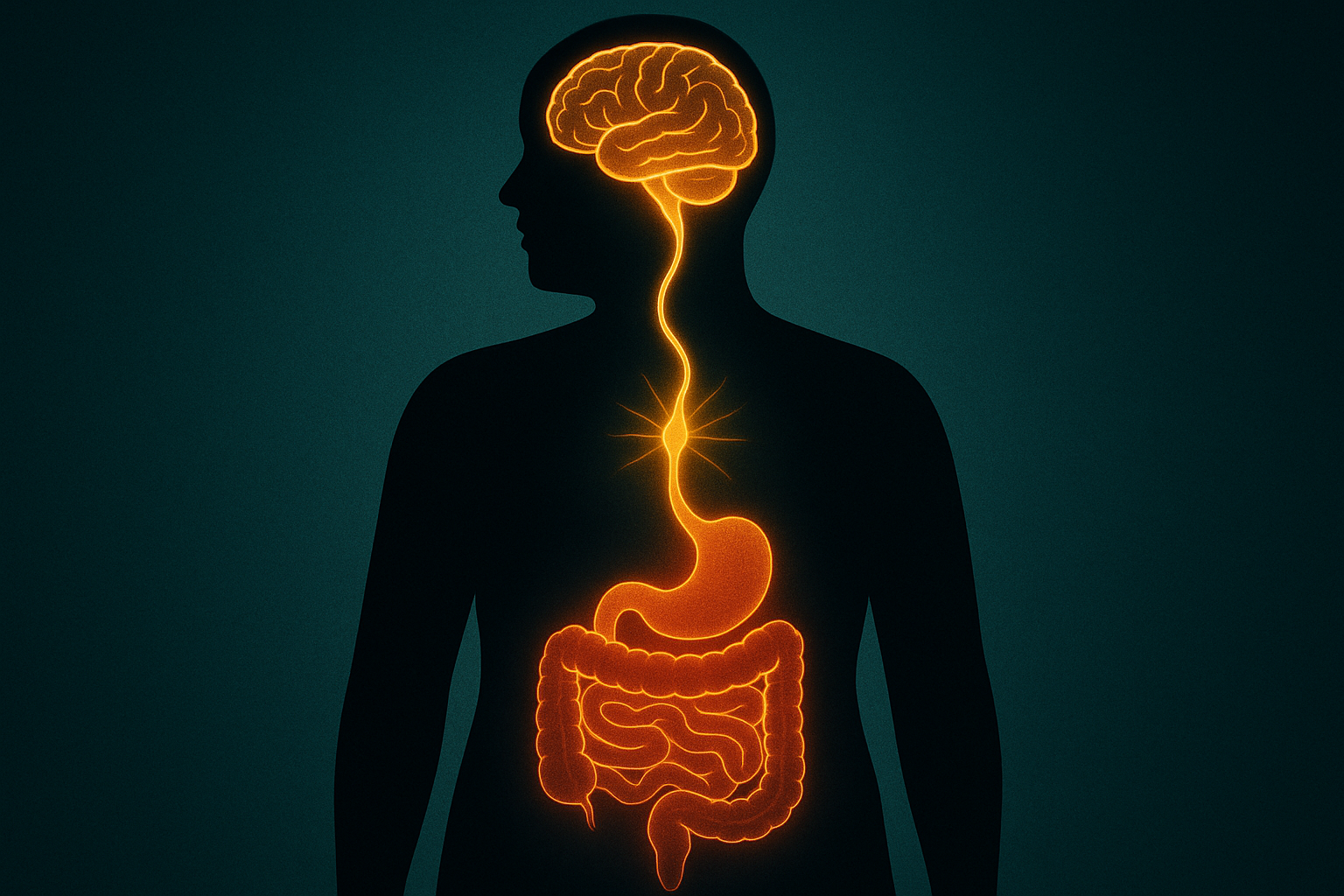 Illustration of gut-brain axis connection highlighting how gut health influences weight loss and appetite