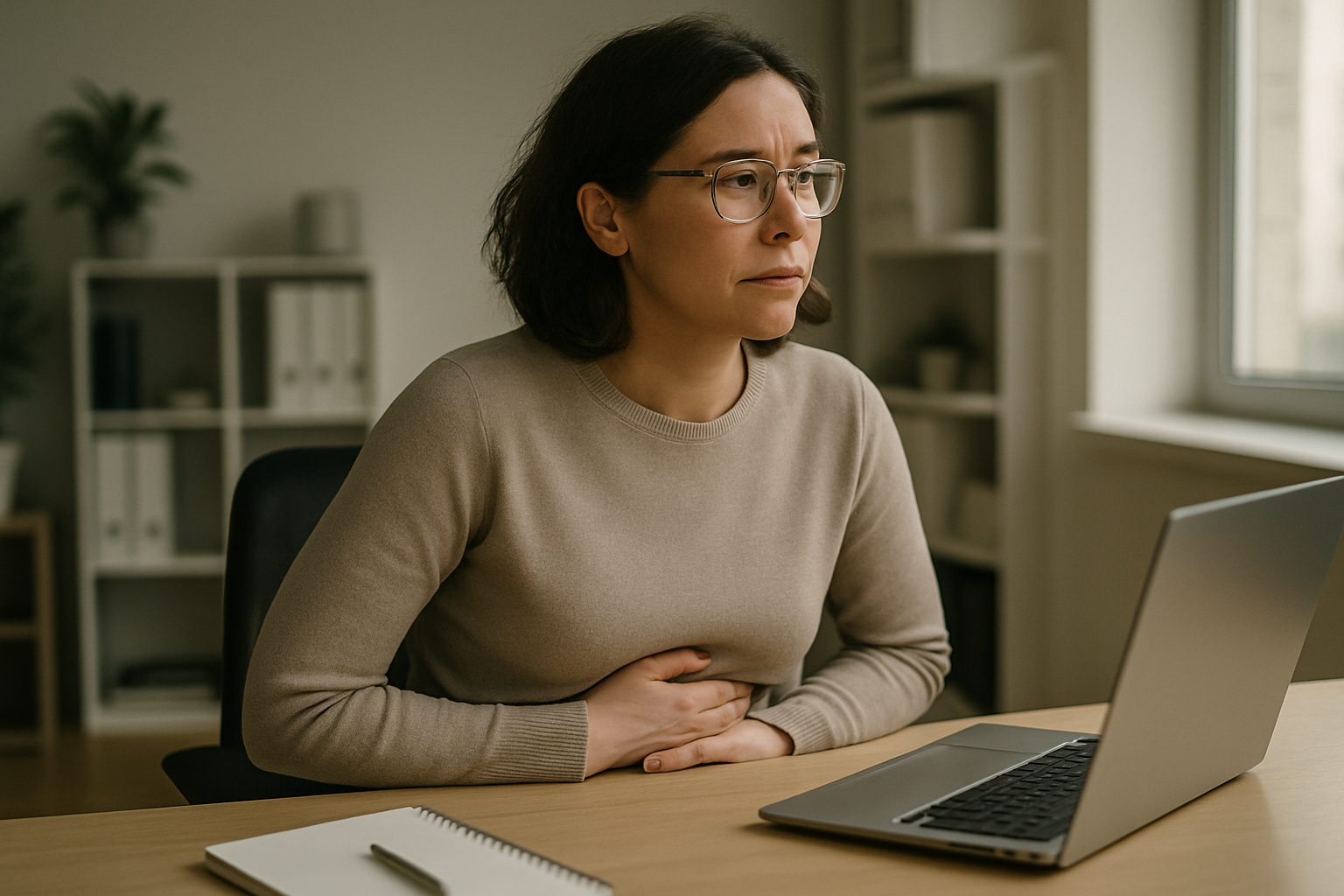Person holding abdomen representing the distinction between transient gut symptoms and persistent poor gut health
