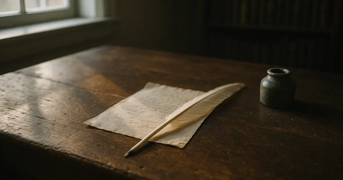 Colonial-era writing desk with quill and parchment, evoking Jefferson anger control hack historical context