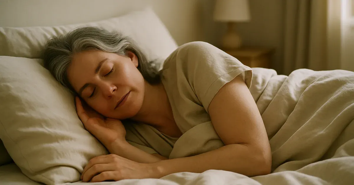 Woman sleeping well to manage cortisol levels and reduce menopause belly fat