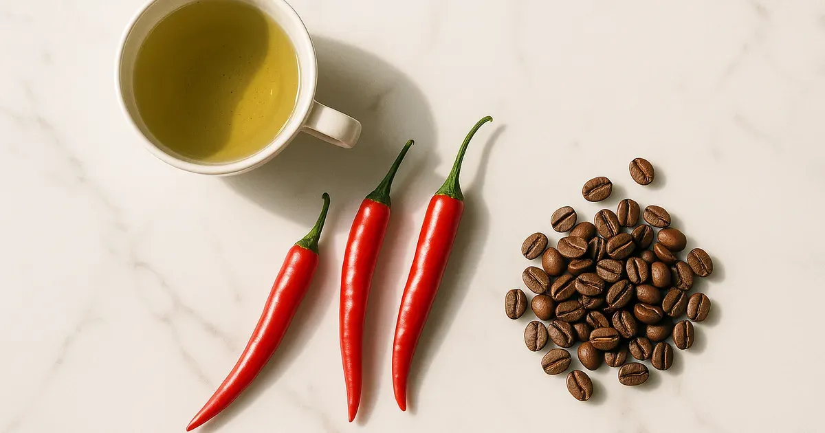 Green tea chili peppers and coffee — common foods claimed to boost metabolism but with minimal effect