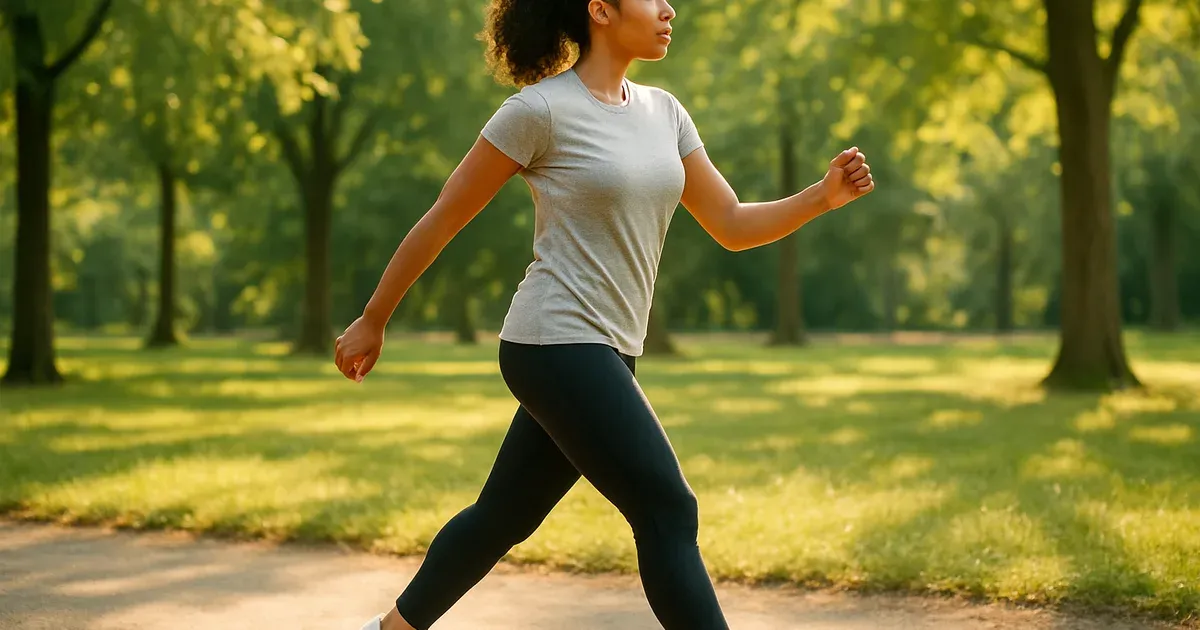 Person walking in a park — moderate exercise is a proven natural constipation remedy