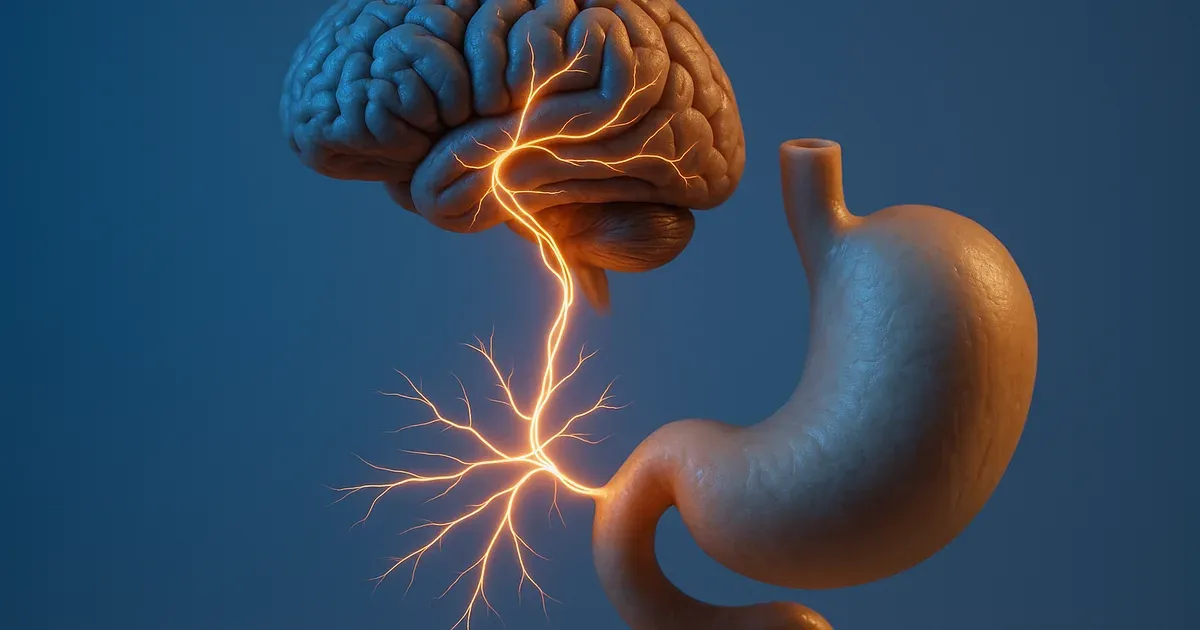 Illustration of gut-brain connection influencing hunger and satiety signals in the science of losing weight
