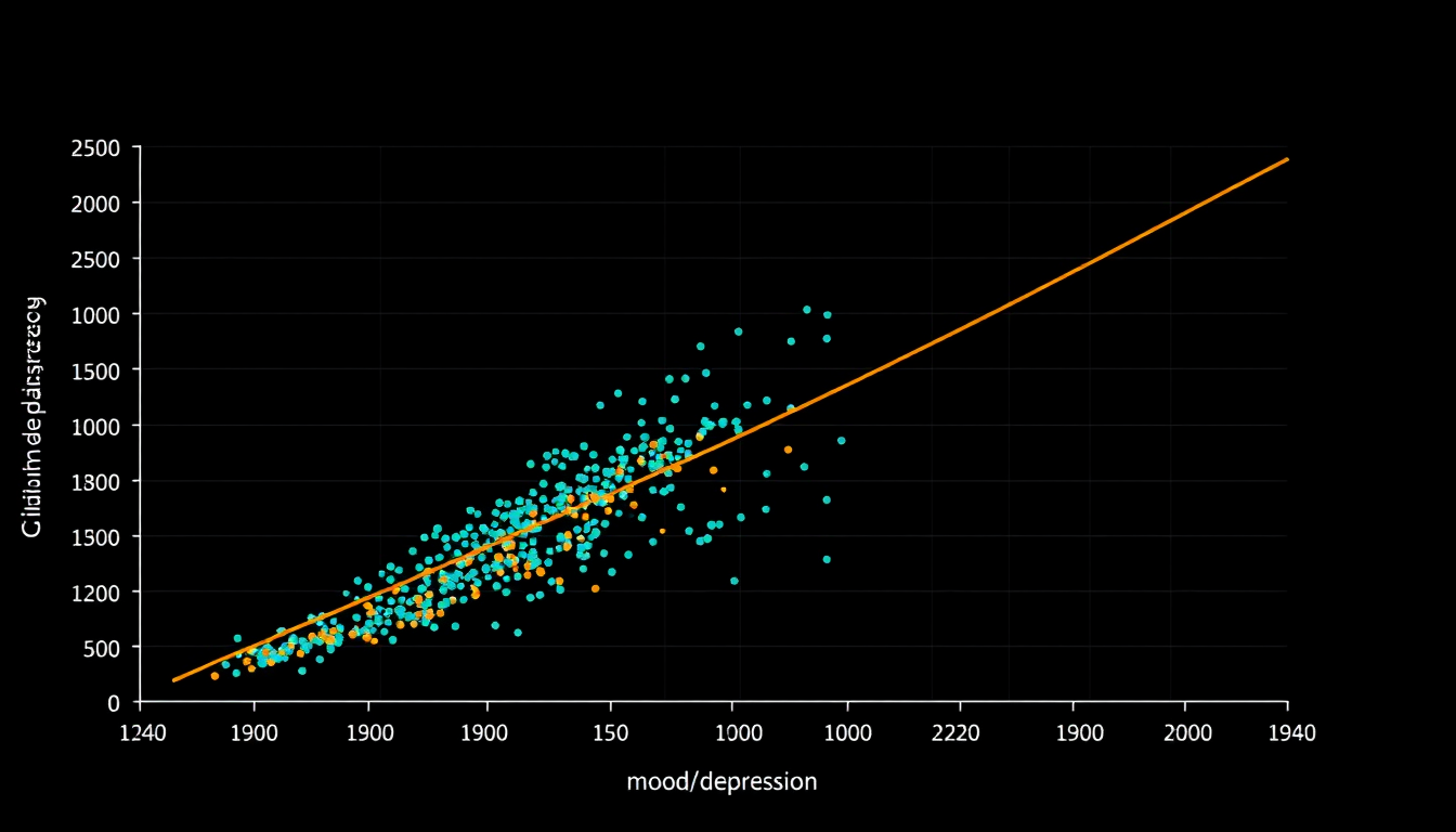 Chart showing correlation between gut health markers and mood scores in clinical cohorts