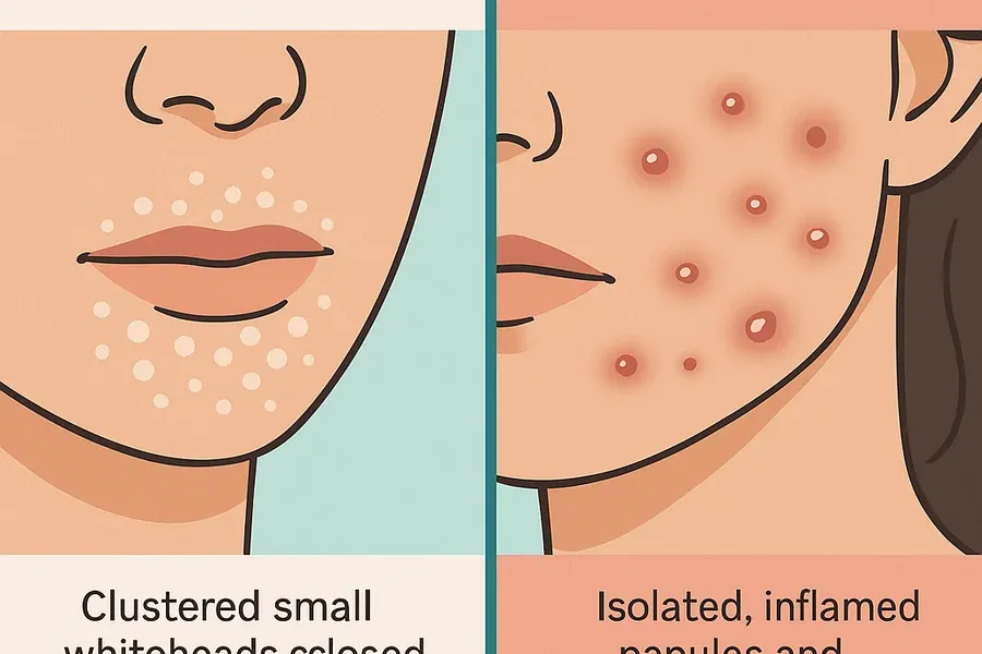 Split image comparing purging spots versus breakout reaction spots