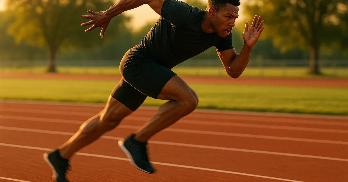 Person sprinting on a track during a HIIT workout to boost metabolism and burn fat