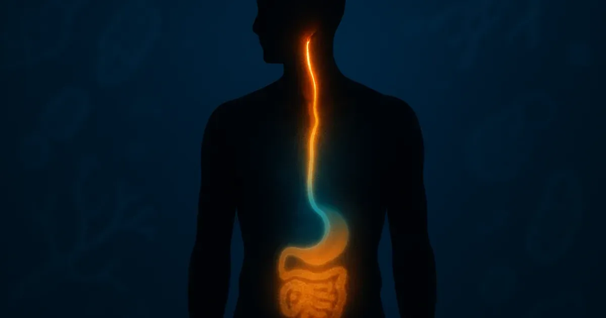 Conceptual illustration of the gut-brain axis showing cortisol's connection between brain and digestive system