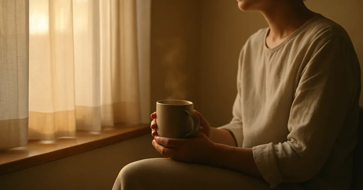 Person resting in morning light representing healthy cortisol diurnal rhythm and stress management