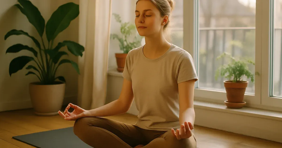 Person meditating as a healthy stress management alternative to emotional junk food eating