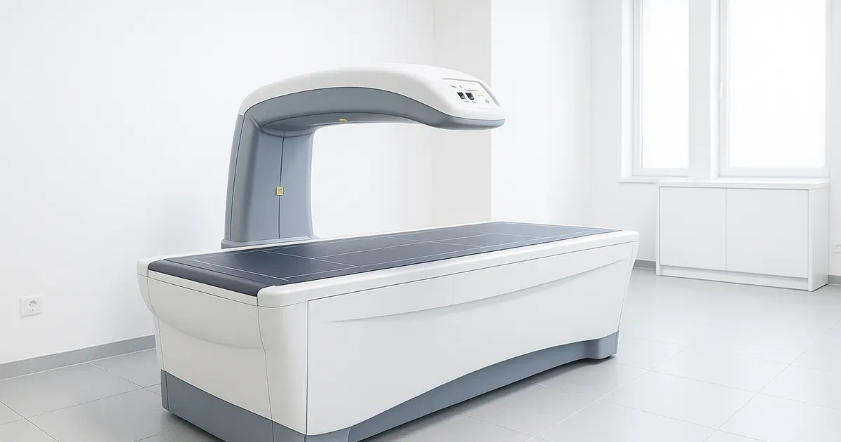 DEXA scan machine in a modern medical wellness facility used for body composition measurement