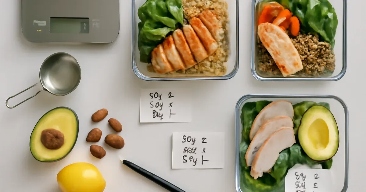 Meal prep containers with different macro ratios representing body type specific nutrition plans