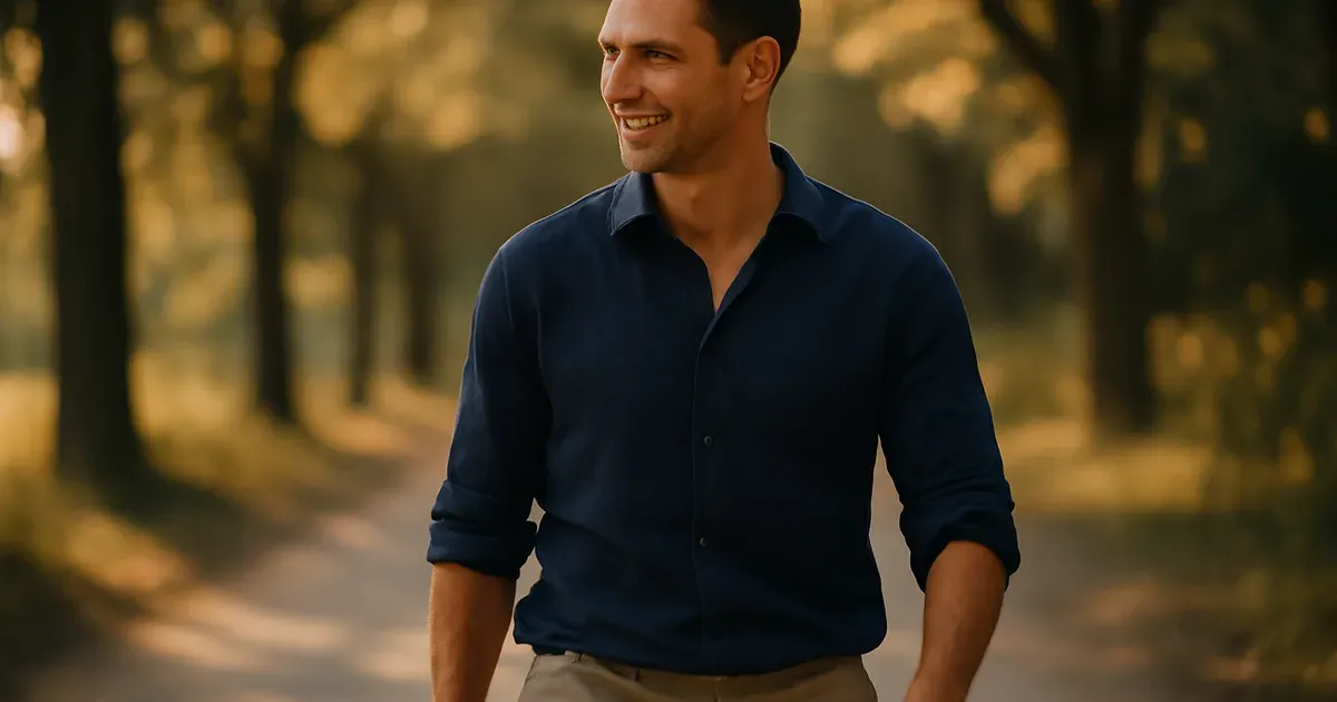 A fit man in his late thirties walking outdoors, representing the long-term health benefits of building muscle after 30.