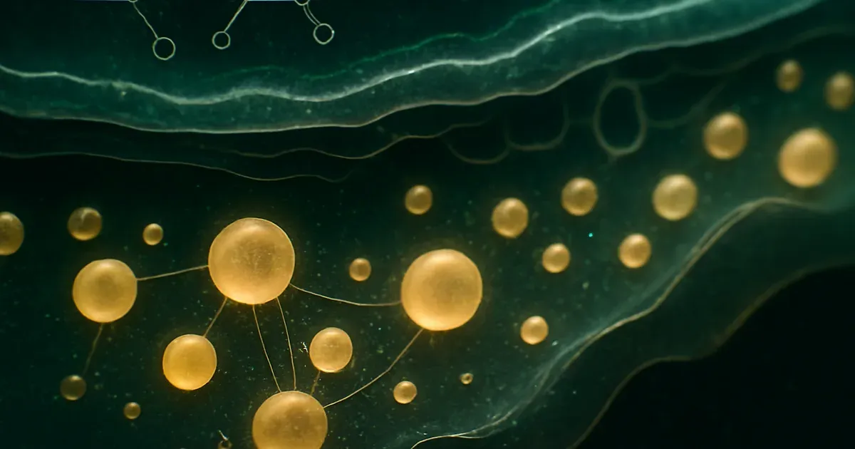 Stylised illustration of gut bacteria and estrogen metabolism in the intestinal wall, showing the estrobolome in action