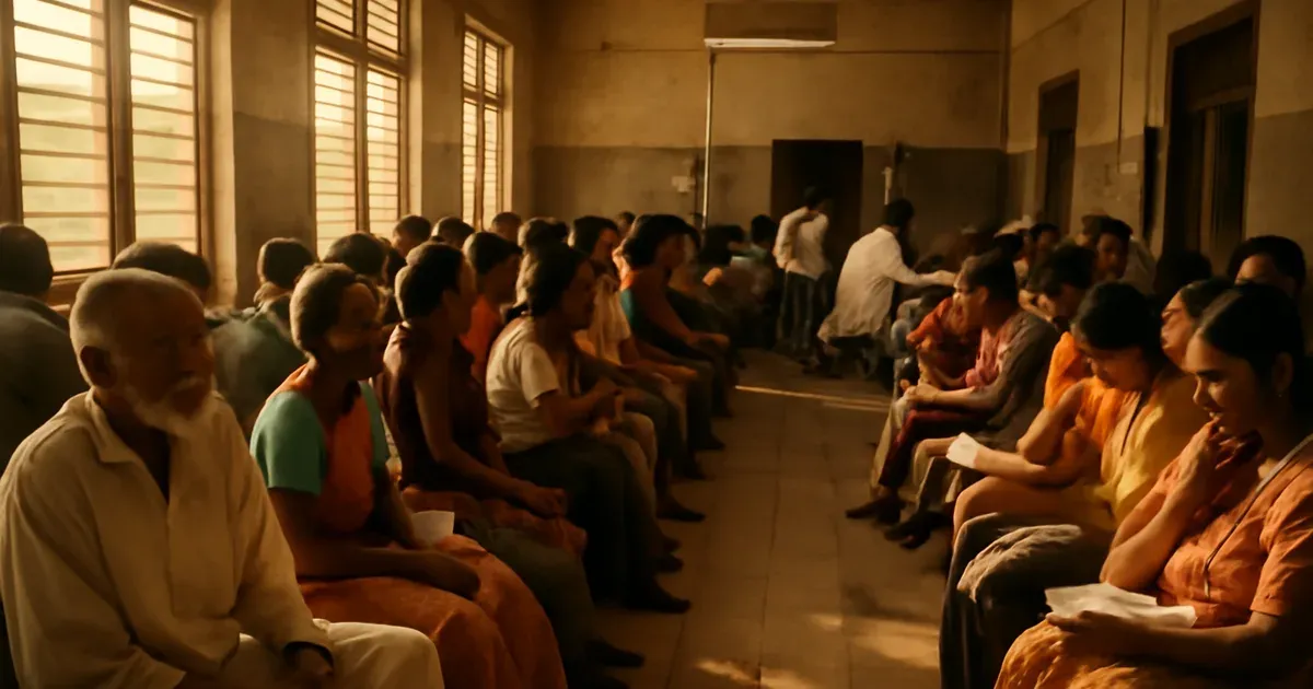 Busy hospital outpatient department with patients during gastrointestinal infections surge in summer heat