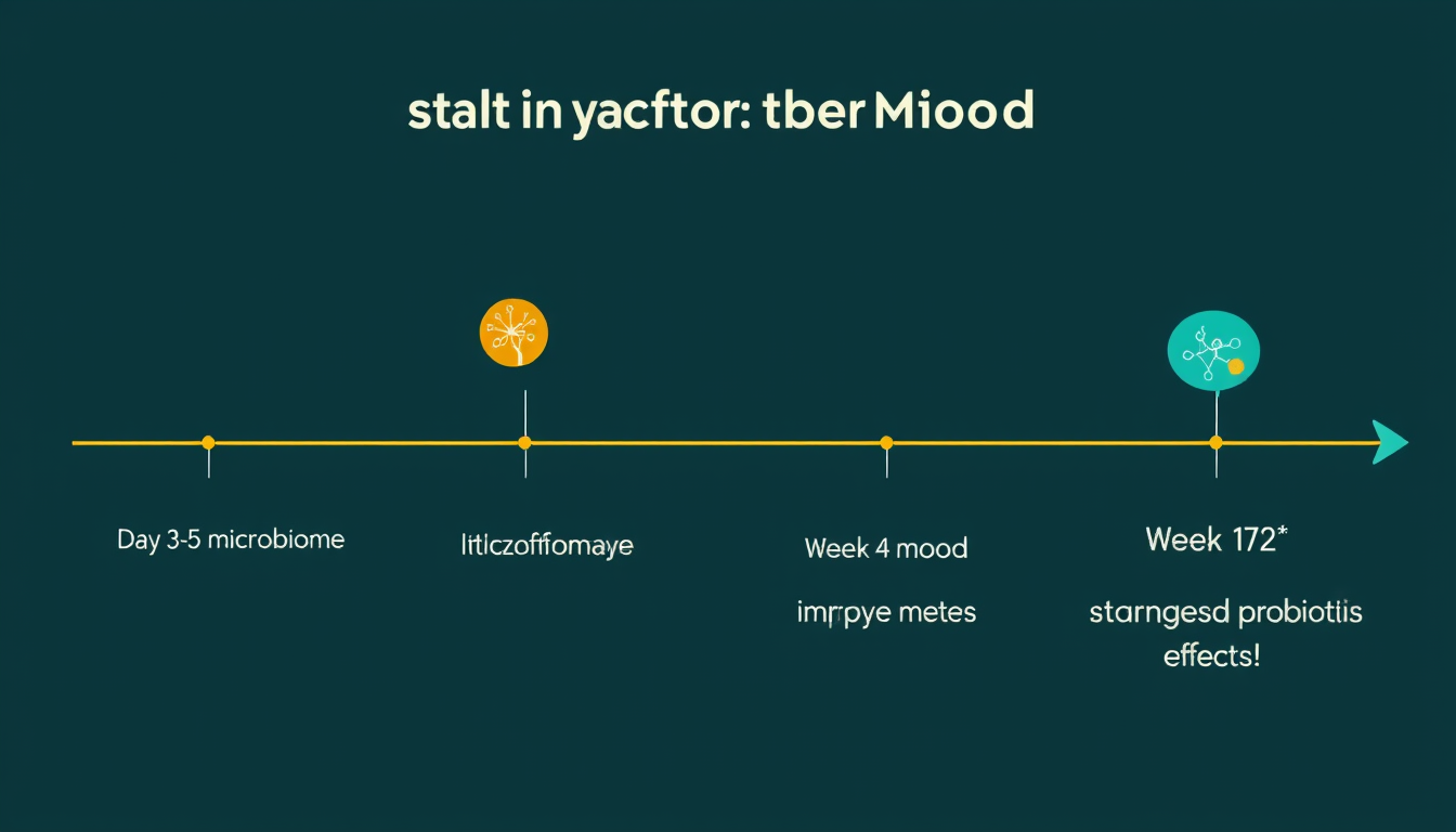 Timeline graphic showing gut health improvement milestones from days 3-5 through 17+ weeks